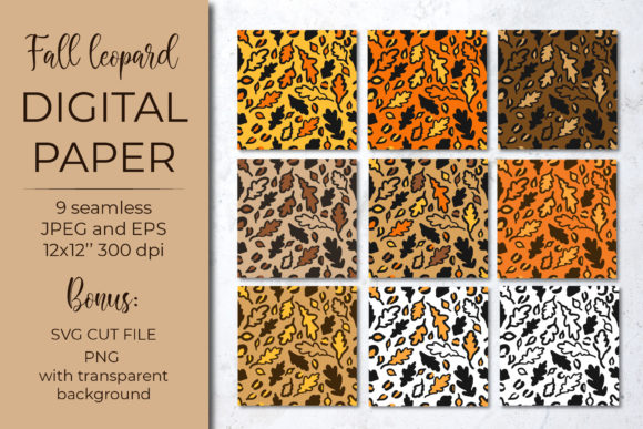 Fall Leopard Print Pattern Graphics for Handmade Creations