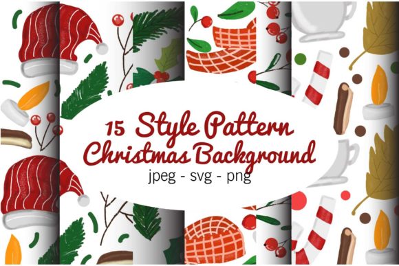 SALE 15 Watercolor Christmas Pattern for Graphic Design Projects