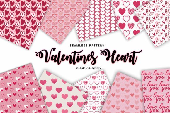 Valentine Heart Digital Paper Bundle for Graphics and Patterns