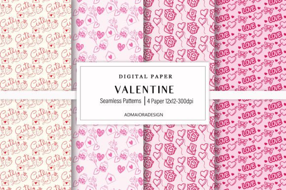 Valentines Digital Paper Sublimation Graphics for Crafting